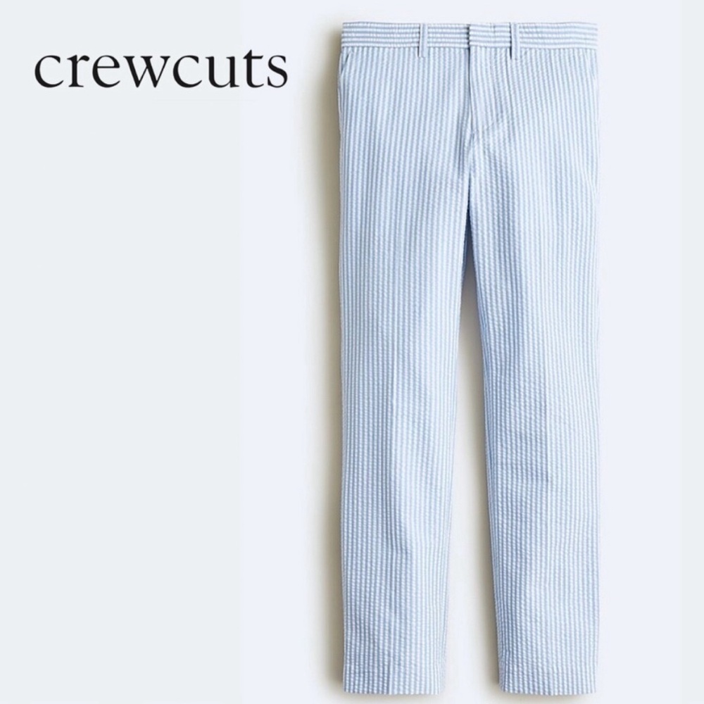 J. Crew boys Ludlow light blue and white seersucker suit